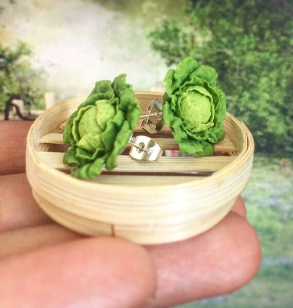 Cabbage Earrings Miniature vegetables Jewelry for vegetables Etsy