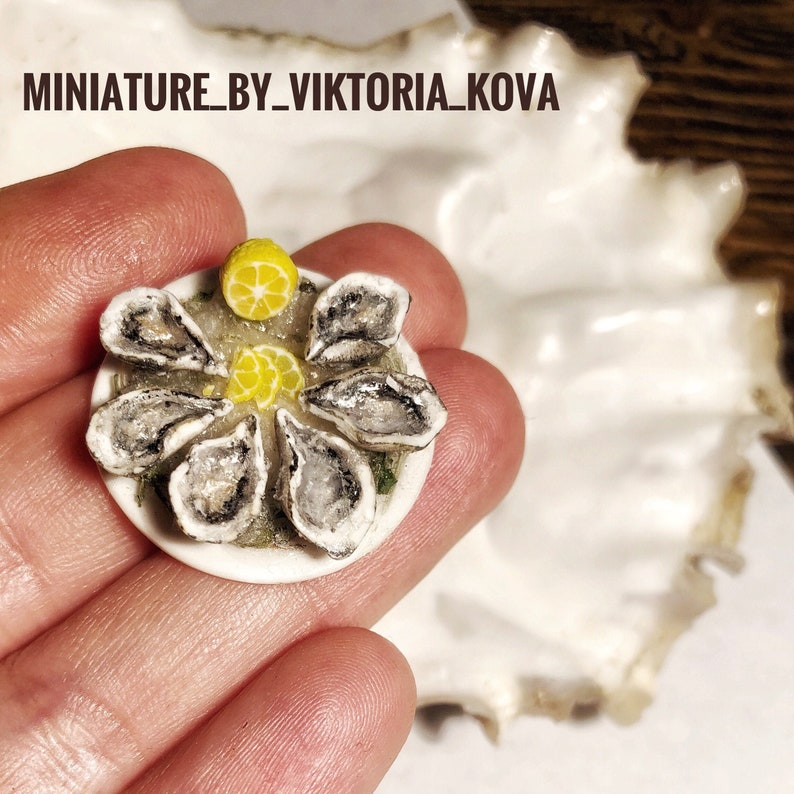 Dollhouse Miniature Dish With Seafood Oysters Lemon Ice Etsy