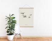 Swallows Illustration – Big Art Print – Multiple sizes available  8" x 10" / 12" x 18" / 24" x 36"