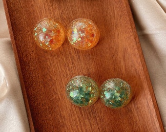 Resin Stud Earrings, Retro Glitter Resin Earrings, Sparkly Earrings, Pinup Jewelry