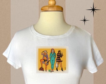 Modern Pin Up Halloween T-Shirt, Vintage Halloween Shirt, Retro Pin up Girls, Retro Inspired, Halloween Pinup Shirt
