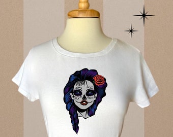 Day Of The Dead Fashion T-Shirt, Sugar Skull Girl, Dia De Los Muertos T-Shirt