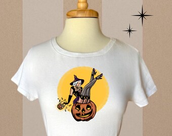 Modern Pin Up Halloween T-Shirt, Retro Inspired, Halloween Pinup Shirt, Pin Up, Halloween Shirt, Rockabilly Halloween