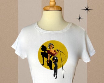 Pinup Shirt, Music Pin up, Retro Inspired Shirt, Rockabilly Shirts, Pin Up Girl, Classic Pin up Girl