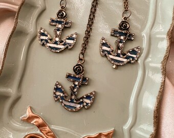 Anchor Earrings and Necklace Jewelry Set