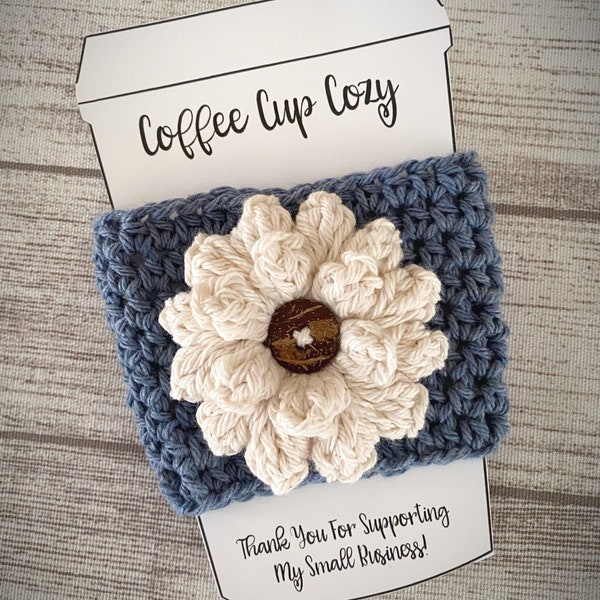 Flower Cup Sleeve, Coffee Cozy,Ready to Ship,Travel Mug Cozy,Hot Drink Sleeve, Eco Friendly, Reusable, Mother’s Day,Handmade Gift