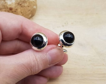 Silver Plated Black Onyx Cufflinks - Leo Zodiac, 7th Anniversary
