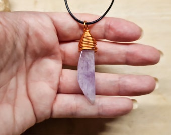 Copper Mens necklace. Chevron Amethyst Pendant. Crystal Reiki for Third eye chakra. Reiki jewelry. February birthstone.  jewelry