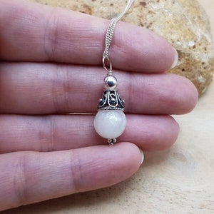 Minimalist White Moonstone cone Pendant necklace. Reiki jewelry. June's Birthstone. 10mm gemstone. Birthday Gift for her. Empowered crystals image 3