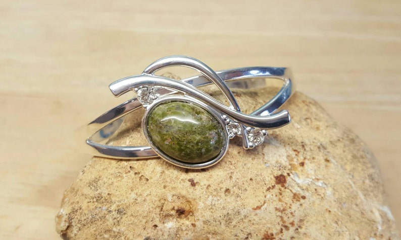 Green Scorpio jewelry Silver plated Adjustable bracelet Unakite cuff bracelet Reiki jewelry uk