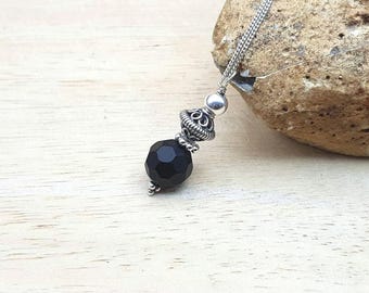 Black Onyx Pendant necklace, Minimalist reiki pendant, December birthstone.