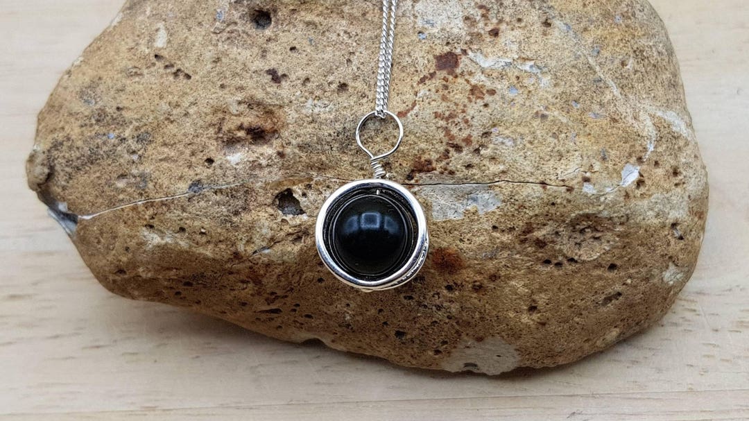 Minimalist Black Tourmaline Necklace. Circle Pendant. October ...