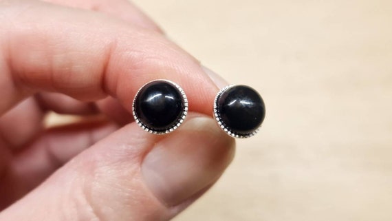 Mahogany Obsidian Sterling Silver (925) 6 x 8mm Stud Earrings Mahogany Obsidian Sterling Silver (925) 6 x 8mm Stud Earrings