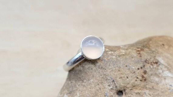 Pink Chalcedony ring. 925 sterling silver. Reiki jewelry uk. Women's Adjustable ring