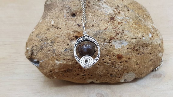 Small Pietersite pendant necklace. Reiki jewelry uk. Silver plated oval frame necklace. 10mm Semi precious stone. Minimalist jewellery