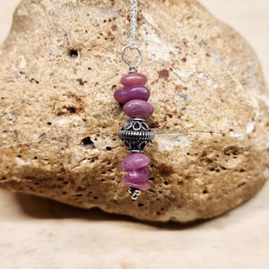 Handcrafted Ruby Necklace in Sterling Silver. Elegant Ruby Nugget Pendant for 40th Wedding Anniversary. July Birthstone Gift for Her