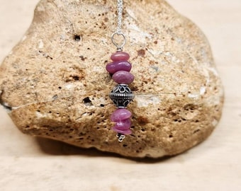 Handcrafted Ruby Necklace in Sterling Silver. Elegant Ruby Nugget Pendant for 40th Wedding Anniversary. July Birthstone Gift for Her