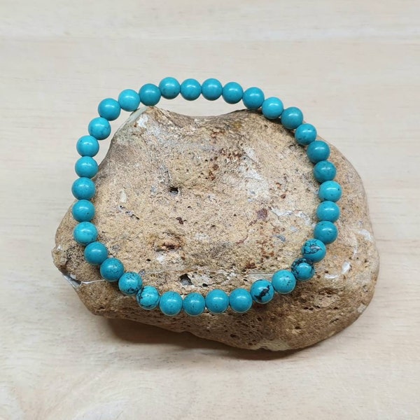 Genuine Turquoise bracelet. Elastic stretch Reiki jewelry uk. December birthstone