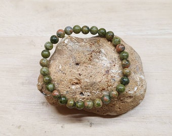 Unakite bracelet. 6mm stones 19cm. Elastic stretch stacking bracelets for women. Scorpio jewelry. Reiki jewelry uk