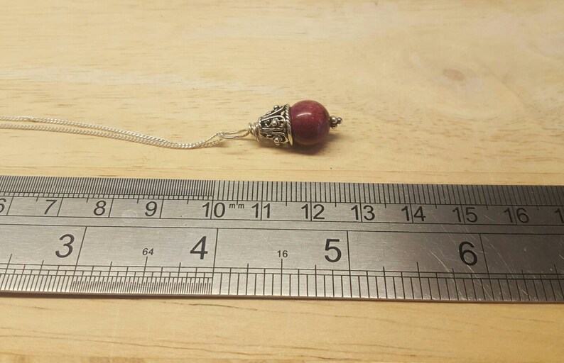 Purple Sugilite cone pendant necklace. Rare Reiki jewelry uk. Small Wire wrapped pendant. 10mm stone. Bali silver necklaces for women image 4