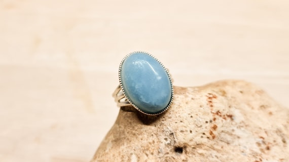Amazonite ring. Silver plated Adjustable rings for women. 18x13mm stone. Reiki jewelry uk. Virgo jewelry. Green semi precious stone ring