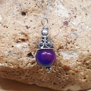 Purple Sugilite cone pendant necklace. Rare Reiki jewelry uk. Small Wire wrapped pendant. 10mm stone. Bali silver necklaces for women image 3