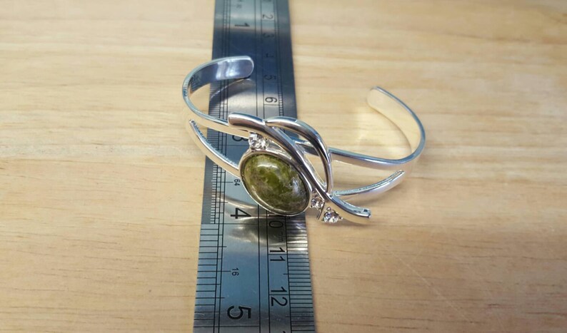 Green Scorpio jewelry Silver plated Adjustable bracelet Unakite cuff bracelet Reiki jewelry uk