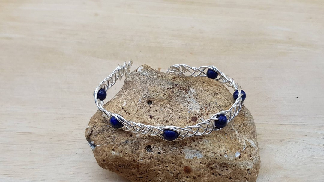 Celtic Knot Lapis Lazuli Adjustable Cuff Reiki Jewelry
