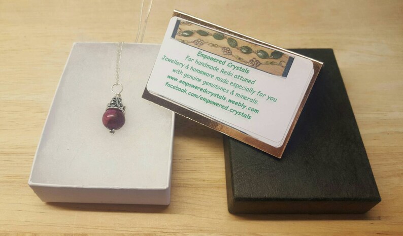 Purple Sugilite cone pendant necklace. Rare Reiki jewelry uk. Small Wire wrapped pendant. 10mm stone. Bali silver necklaces for women image 5