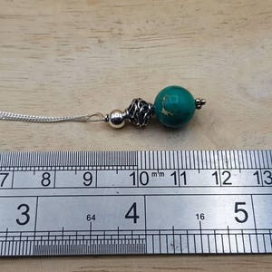 Green jasper pendant necklace. Sea sediment jasper Reiki jewelry uk. 10mm stone. Bali silver bead Small Minimalist necklaces for women image 5