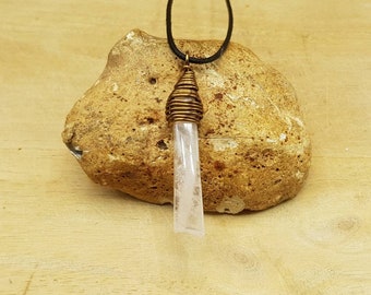 Mens Rose Quartz Pendant. 5th anniversary gemstone. January Birthstone. Unisex Wire wrap pendant