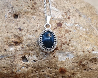Tiny Bloodstone pendant. 925 sterling silver. March birthstone necklace. Crystal Reiki jewelry uk. 10x8mm stone