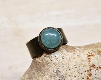 Mens Green Aventurine Adjustable ring.  Crystal Reiki jewelry uk. 10mm gemstone. Rings for men. Empowered crystals