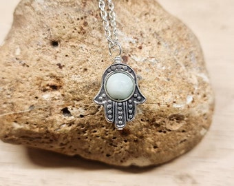Hamsa necklace. Larimar pendant. Reiki jewelry uk.   Scorpio jewelry. 8mm stone