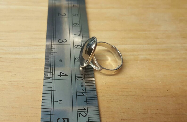 Grey semi precious stone 18x13mm 925 sterling silver rings for women Hematite ring Adjustable ring uk Reiki jewelry