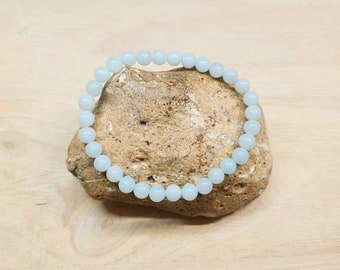 Amazonite bracelet. Elastic stretch stacking. Pale green virgo stone
