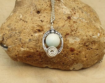 Small Rare Hemimorphite pendant necklace. Reiki jewelry uk. Small Blue oval frame pendant. 10mm stone. Empowered crystals