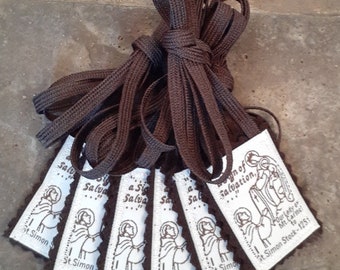 Bulk lot of 6 (six) MT. Carmel Scapulars, 100% Brown Wool, Traditional Catholic Scapular, Hand Made in USA