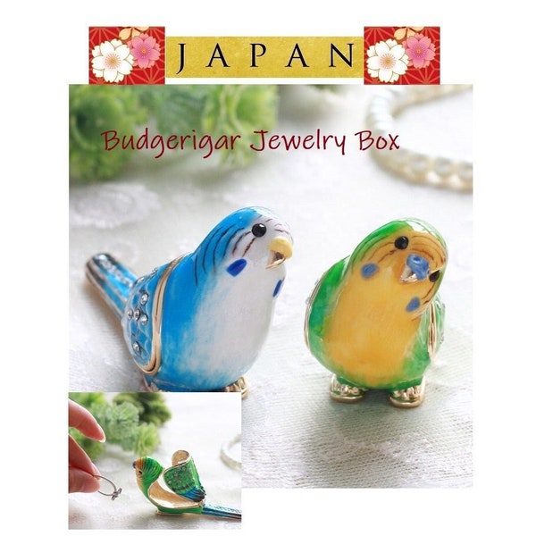 Miniature Budgerigar Jewelry Box: Crystal Accent Ring Case