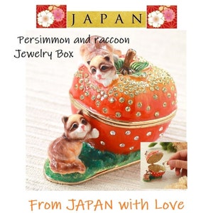 Lovely Cute!Persimmon and raccoon Jewelry Box,animal jewelry case,ring box,birthday,friend gift,interior gifts