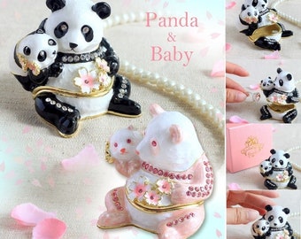 Panda & Baby Jewelry Box: Sakura Crystal Ring Case