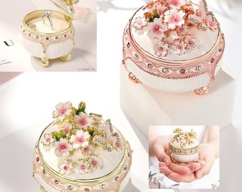 From JAPAN,Beautiful Cherry blossoms Jewelry Box,jewelry case,ring box,SAKURA,butterfly,birthday,friend,interior gift,wedding gift,propose