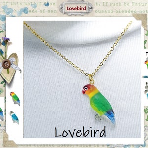 かわいいラブバードペンダントネックレス、イヤリング、ラブバードジュエリー、鳥のネックレス、鳥のアクセサリー、ギフト用の手作り