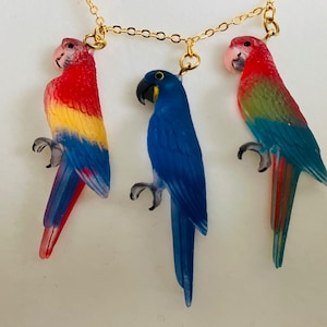 Handmade Macaw Bird Pendant Necklace, Translucent Resin
