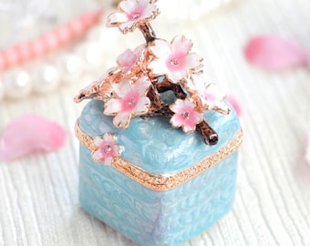 Cherry Blossom Proposal engagement marriage Ring Box Crystal Jewelry Box, Interior Gift