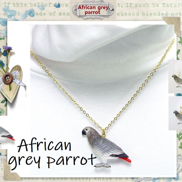 Unique African grey parrot Pendant,parrot necklace,parrot earrings,parrot pin,bird jewelry,unique jewelry,custom