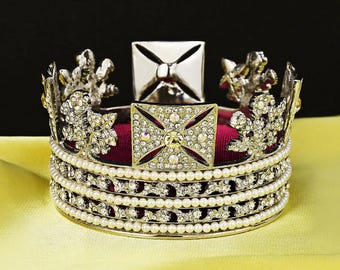 Diamond Diadem Crown Jewelry Box, Crystal Pearl Tray, Luxury Gift