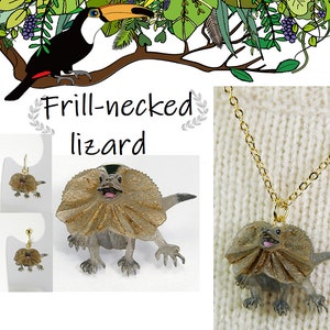 ユニークでかわいいギフト！フリルネックトカゲペンダント/ネックレス/イヤリング/ピンバッジ/ブローチ、動物アクセサリー、/カスタムジュエリー