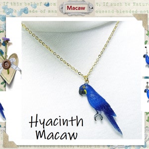 ユニークなヒヤシンスコンゴウインコ/Anodorhynchus hyacinthinus ペンダント、ネックレス、イヤリング、コンゴウインコのピンバッジ、コンゴウインコのキーホルダー、鳥のジュエリー、オウム