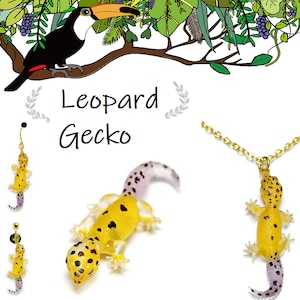 ¡Un regalo único! Colgante/collar de gecko leopardo, pendientes de gecko leopardo, pin/broche de gecko leopardo, accesorios para reptiles/joyería personalizada.